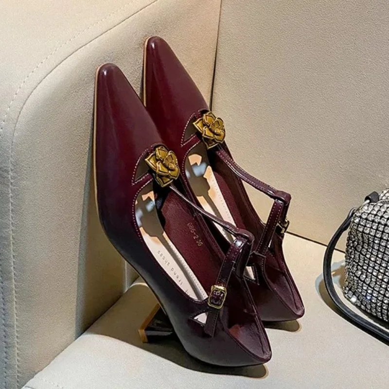 Talons hauts pointus Parker pour femmes, sandales à fleurs à la mode, printemps, été, nouvelles chaussures de fête peu profondes, escarpins pour dames, 2025