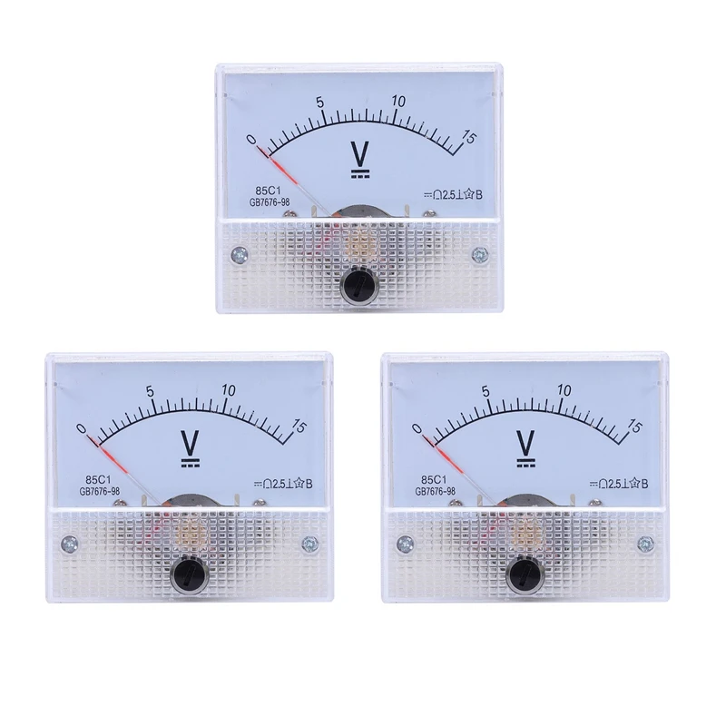 Medidor de Panel de voltios analógicos, Dial de ajuste fino, 3x85C1, CC 0-15V