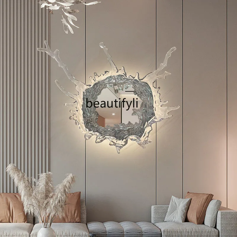 

Platinum Crystal Art Rui Water Mirror Living Room Wall Lamp Entrance Decoration Water Flower Dressing Mirror Lamp Hotel Showroom