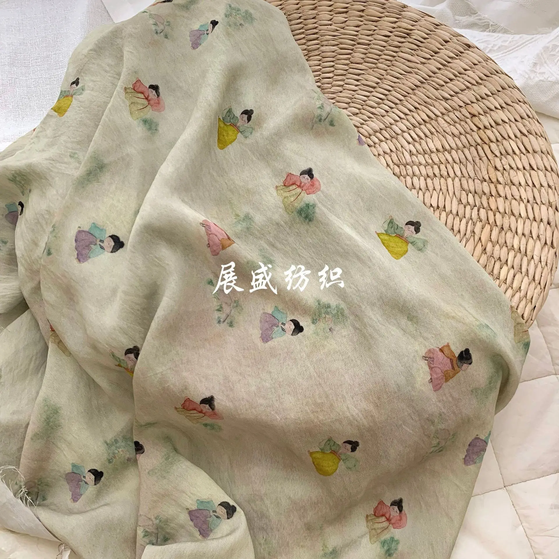 150x50cm Ramie Digital Printing Fabric, New Retro Style National Cailco Children\'s Dress Women\'s Clothes Cloth