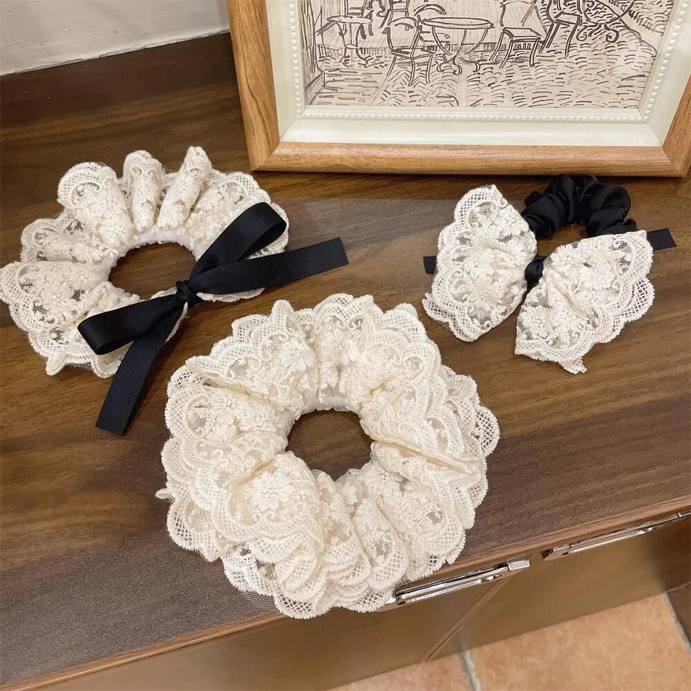 Элегантная кружевная повязка для волос с бантом для женщин и девочек, милое украшение для волос, резинка для волос, веревка, модный аксессуар для волос