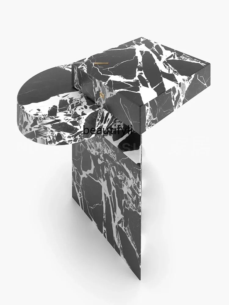 

NEW Black marble sofa side table, simple modern bedroom leisure table, ornaments, side table, custom