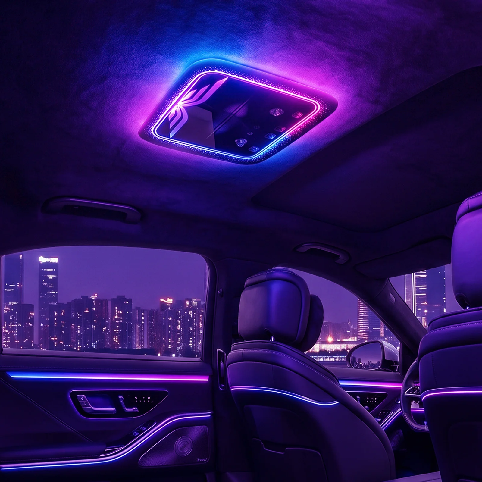 Universelle Auto-Innenbeleuchtung mit RGB-Ambientelicht & Musik-Synchronisation, APP-gesteuerte Intelligente LED-Dachleuchte als Ersatz für 12V-Fahrzeuge, berührungsempfindlich