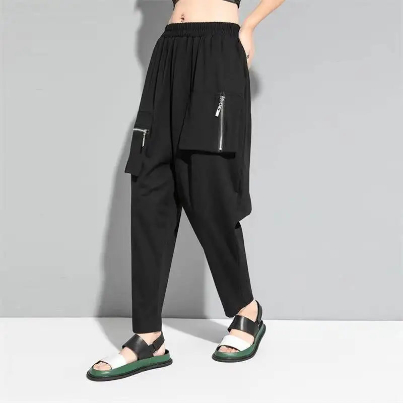 Salopette pantalon droit pour femmes, nouvelle collection printemps et automne, fermeture éclair, poches décoratives, grande taille, neuf
