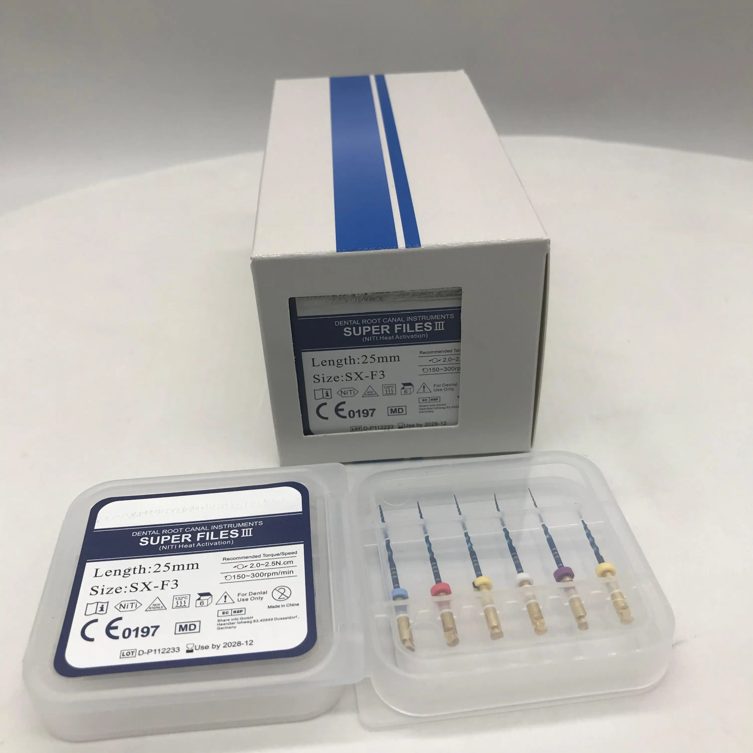 

10 коробок, одобренные CE, суперфайлы для корневых каналов Denta III Niti, термоактивация, синий, 25 мм, в ассортименте SX-F3 #