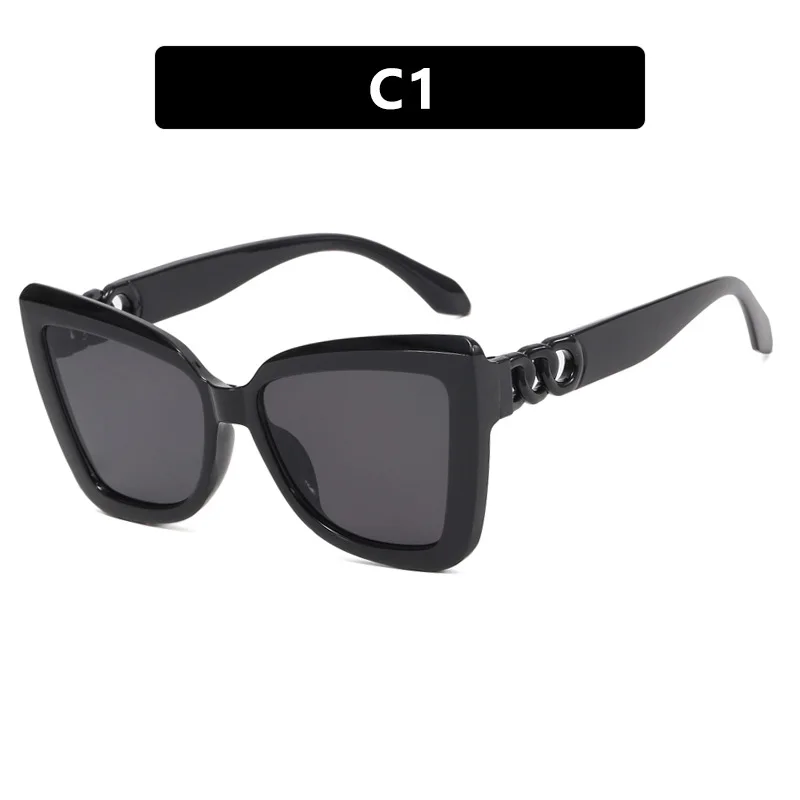 Modische Großrahmige Quadratische Kettenstil Unisex Trendige Retro-Sonnenbrille Dekorative Personalisierte Mode-Sonnenbrille