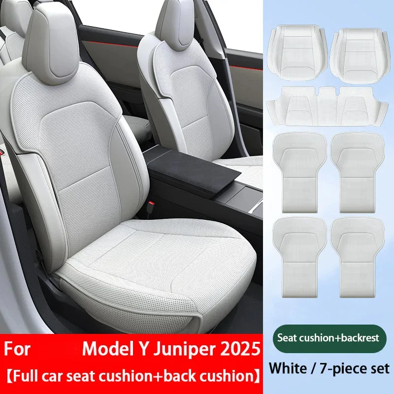 Car Accessories Premium Ventilated Perforated PU Split Seat Cushion Universal Interior Tuning Protection for Model Y Juniper 25