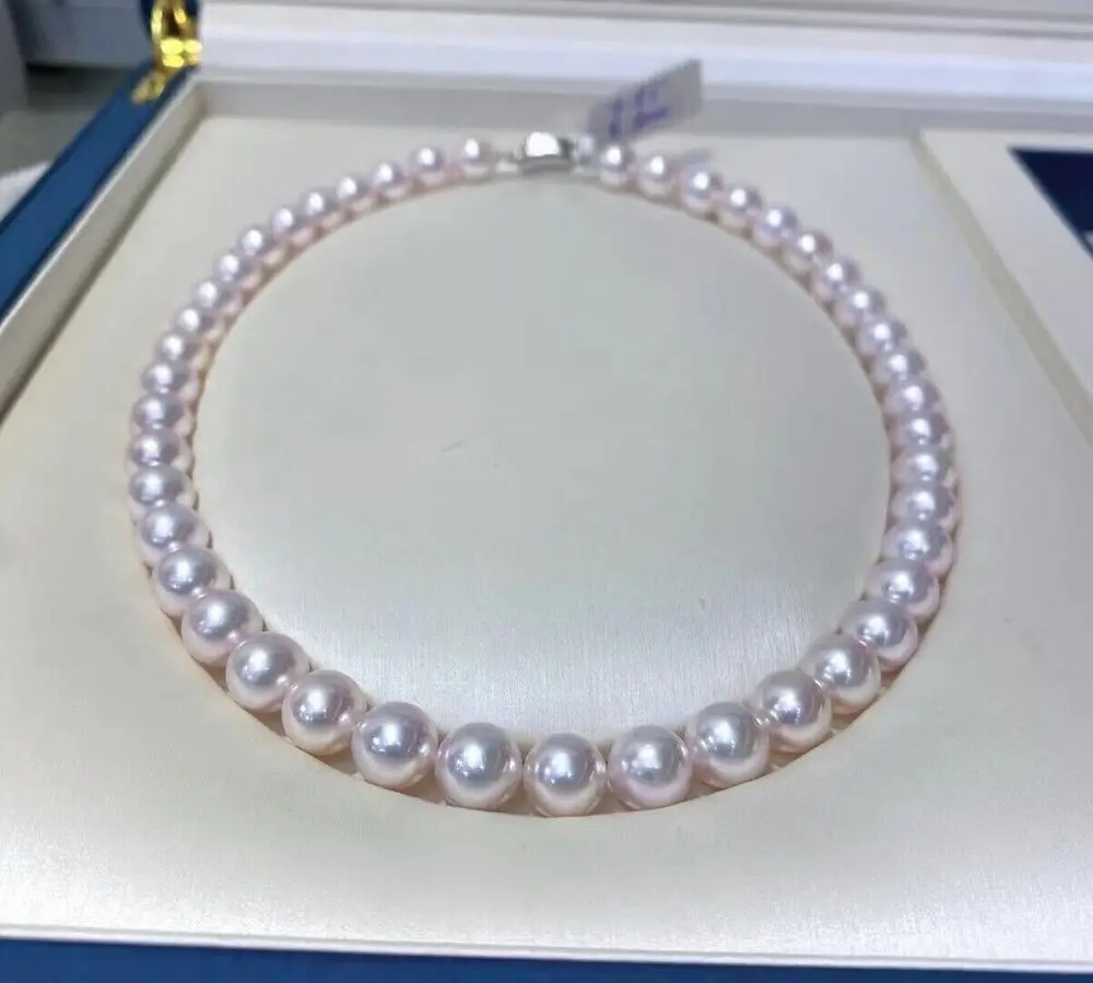 

18" Huge AAAAA 9-10 Mm Natural South Sea Genuine White Round Pearl Necklace