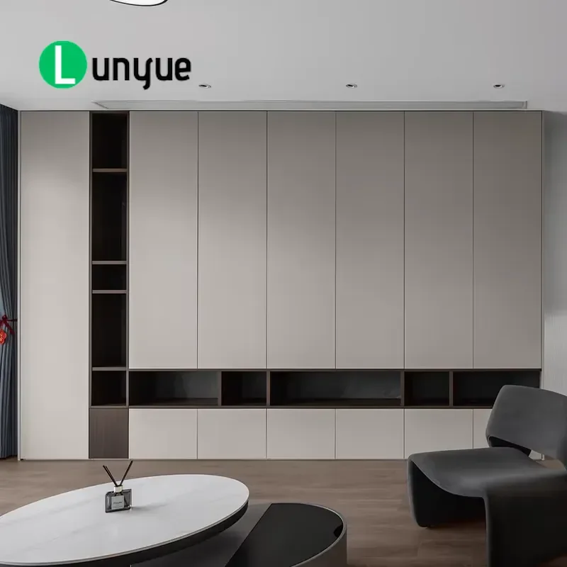 Wooden Wardrobe with Mirror and Drawers High End Designer Bedroom Locker Storage Cabinet for Home Furniture Organization