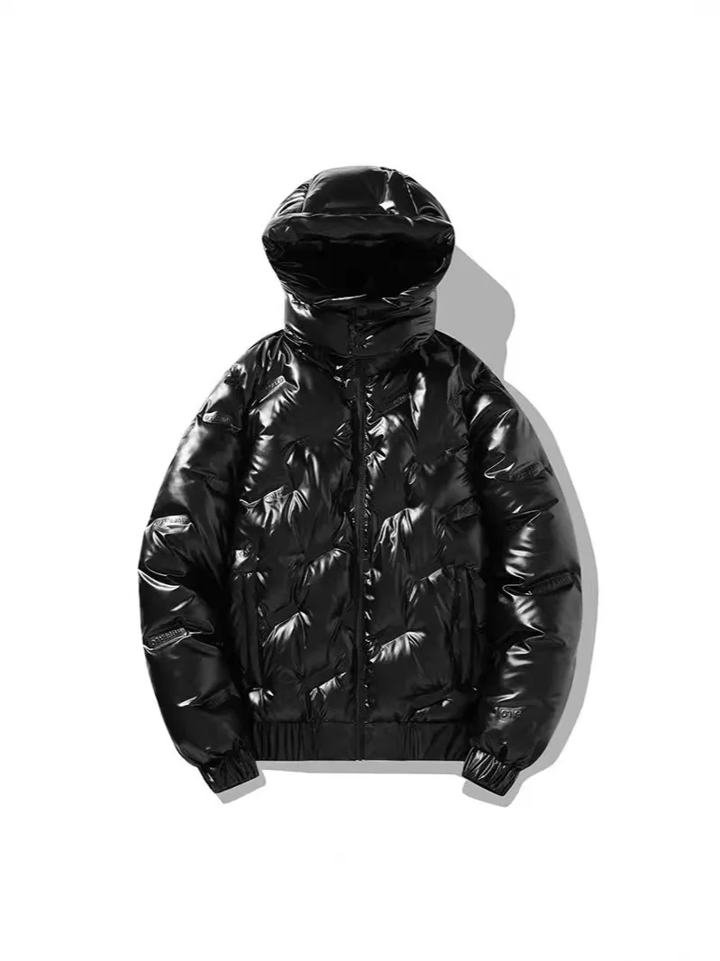 

Глянцевый пуховик, непринужденная очень толстая куртка-пуховик, съемное термопальто с капюшоном, повседневная белая парка супер большого размера