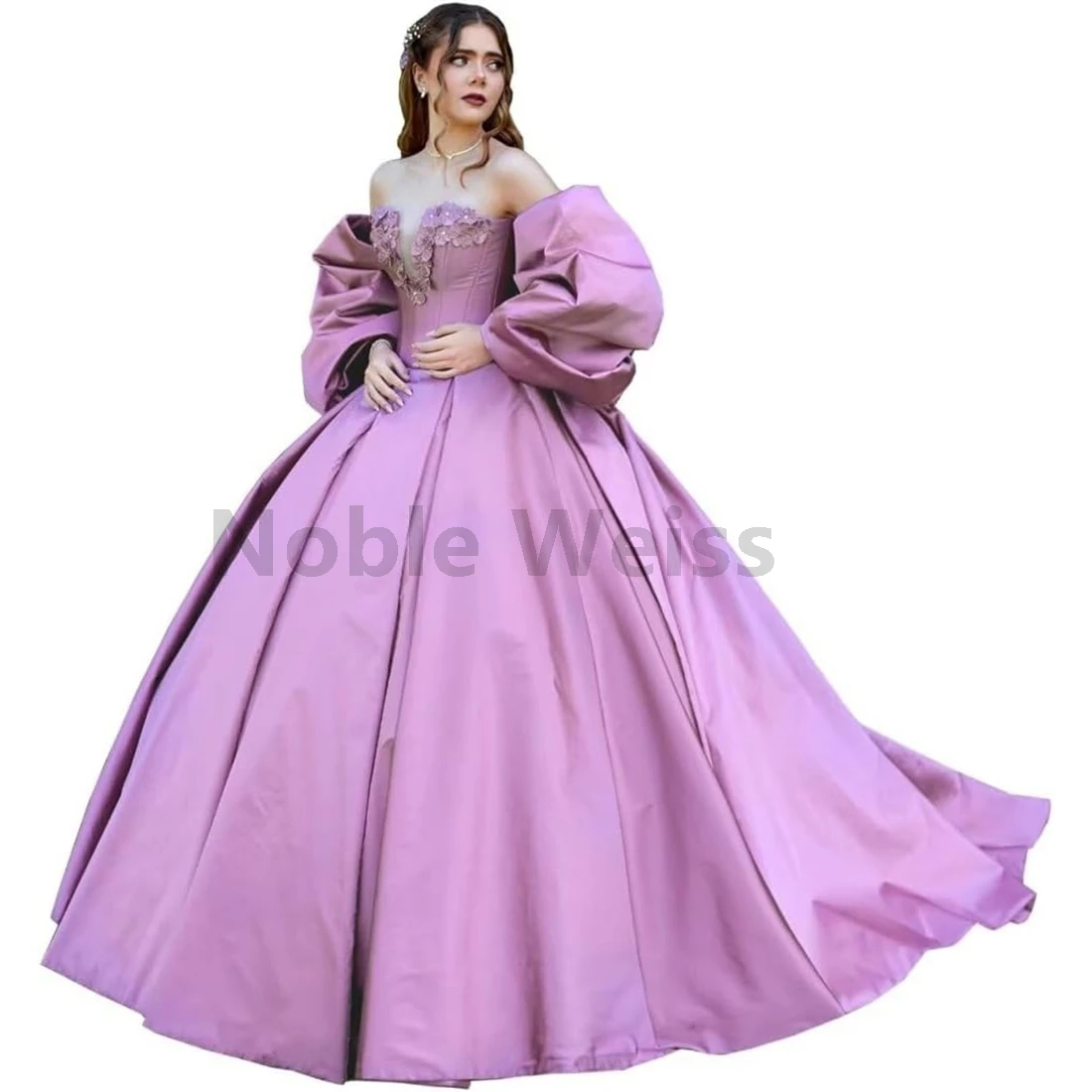 

Elegant Satin Quinceanera Dresses Sweetheart Strapless with Big Bow Cape Floral Appliques A-LINE Ball Gowns Customize