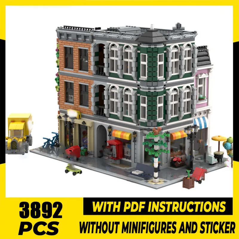 

Moc Building Blocks Main Street Model Technology Bricks City Street View Model DIY Assembly Toys Construstion Holiday Gifts