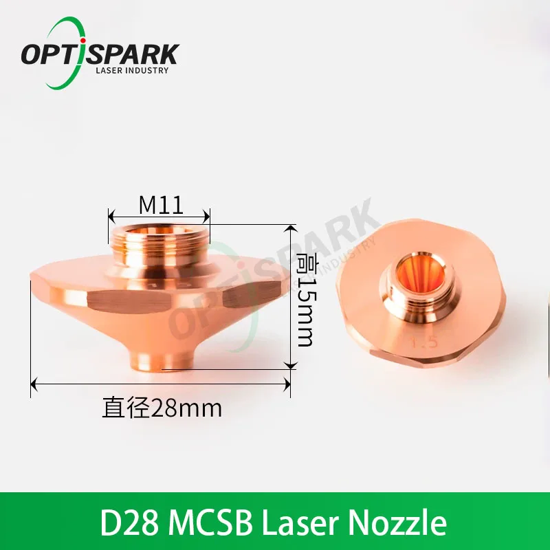 MCSB Laser Cutting Copper Nozzles D28 H15 M11 Ruffled Edge Protrusion Raised For HANS Precitec Raytools WSX HSG Cutter Head