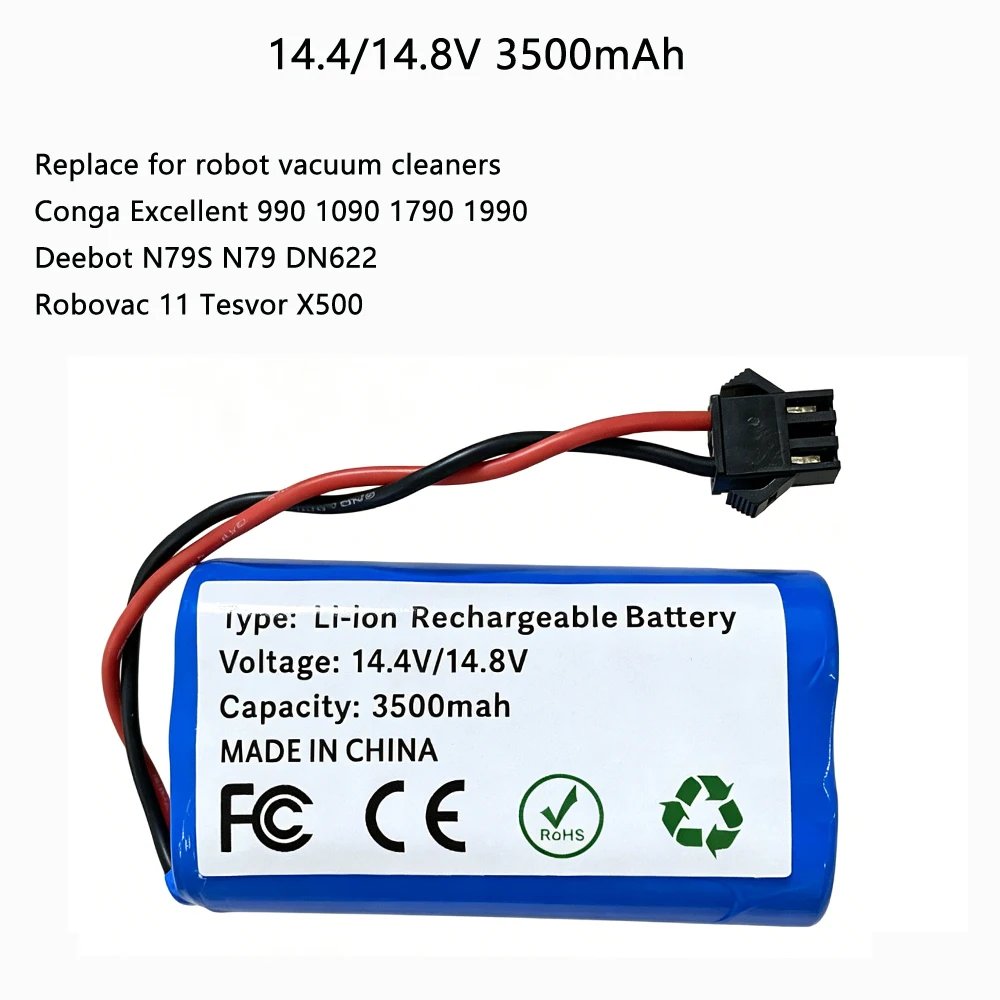 14.4V/14.8V 3500mah Lithium Batteries Compatible with Conga Excellent 990 1090 1790 1990 Deebot DN622 N79 Robovac 11 Tesvor X500