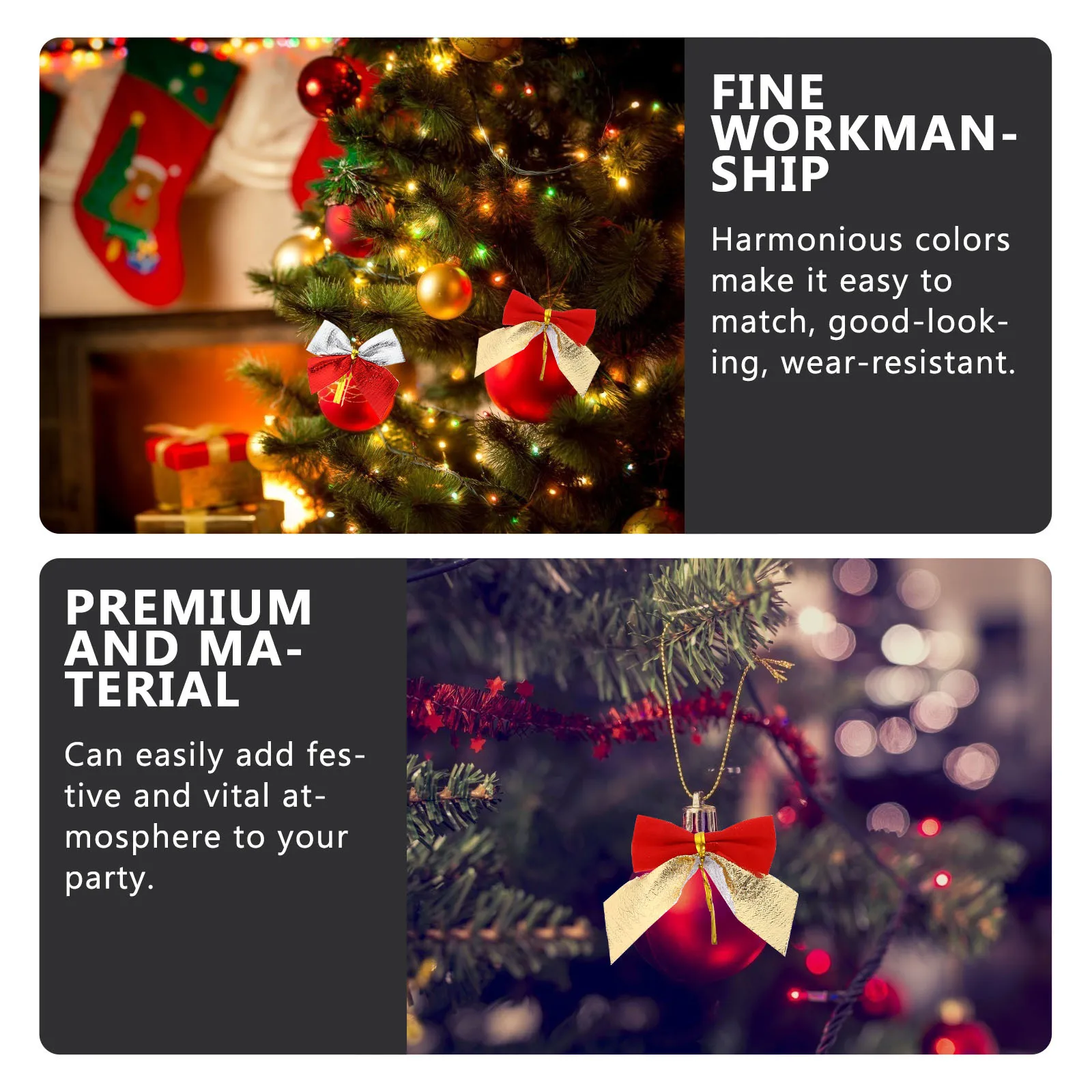 

72Pcs Decoration Bow Christmas Garland Bowknot Holiday Decor Wear Resistant Festive Atmosphere Gift Christmas Decoration Bow