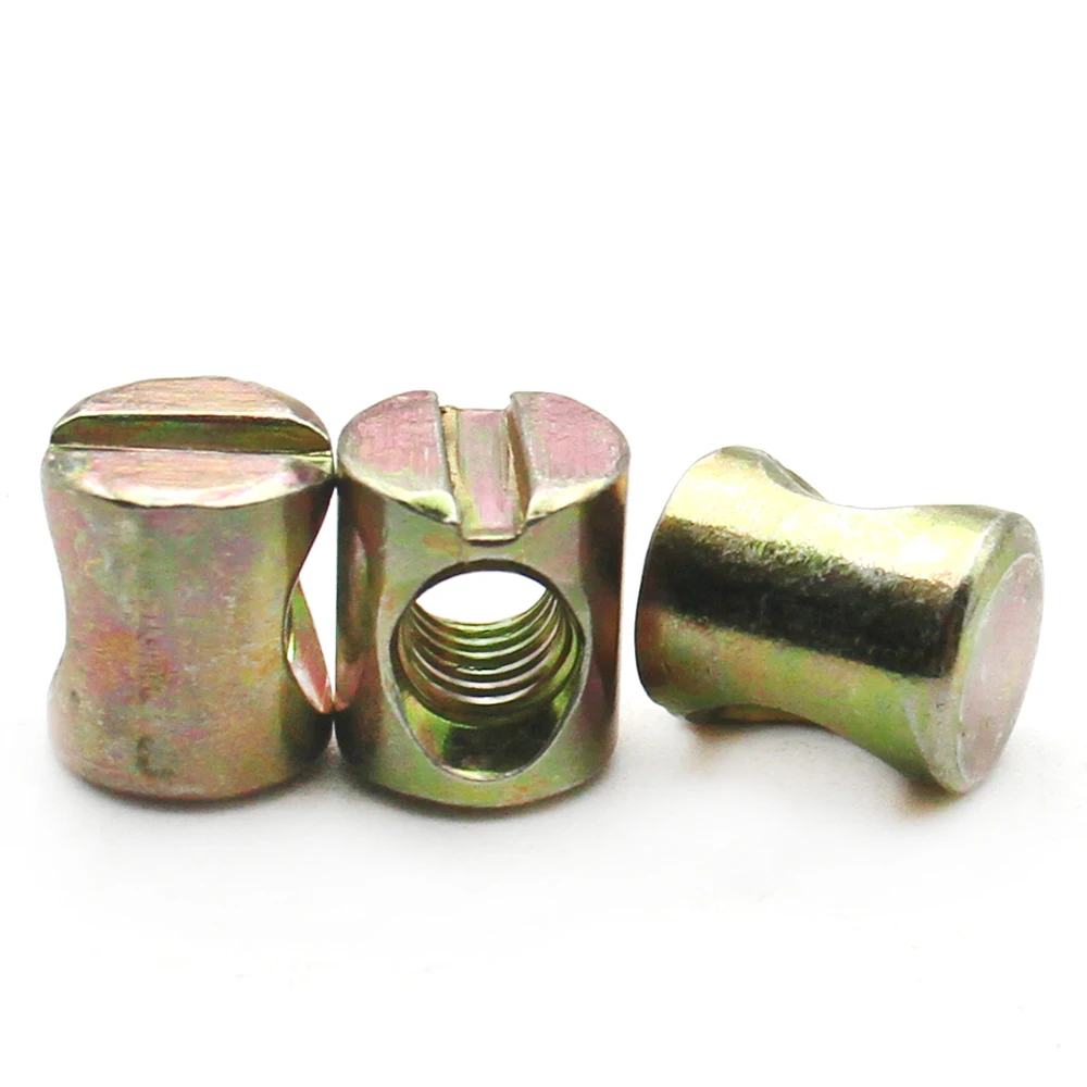 Barrel Bolts Cross Dowel Slotted  Horizontal Hole Nut  Hammer Embedded Nut Fittings for Beds Crib Chairs M6 M8