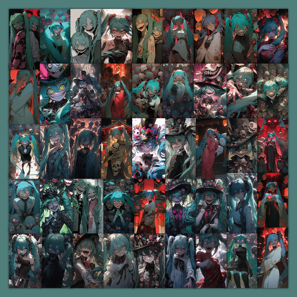 63pcs Horror Hatsune Miku Poster Wallpaper Two-dimensional Anime Peripheral Decoration Waterproof Stickers