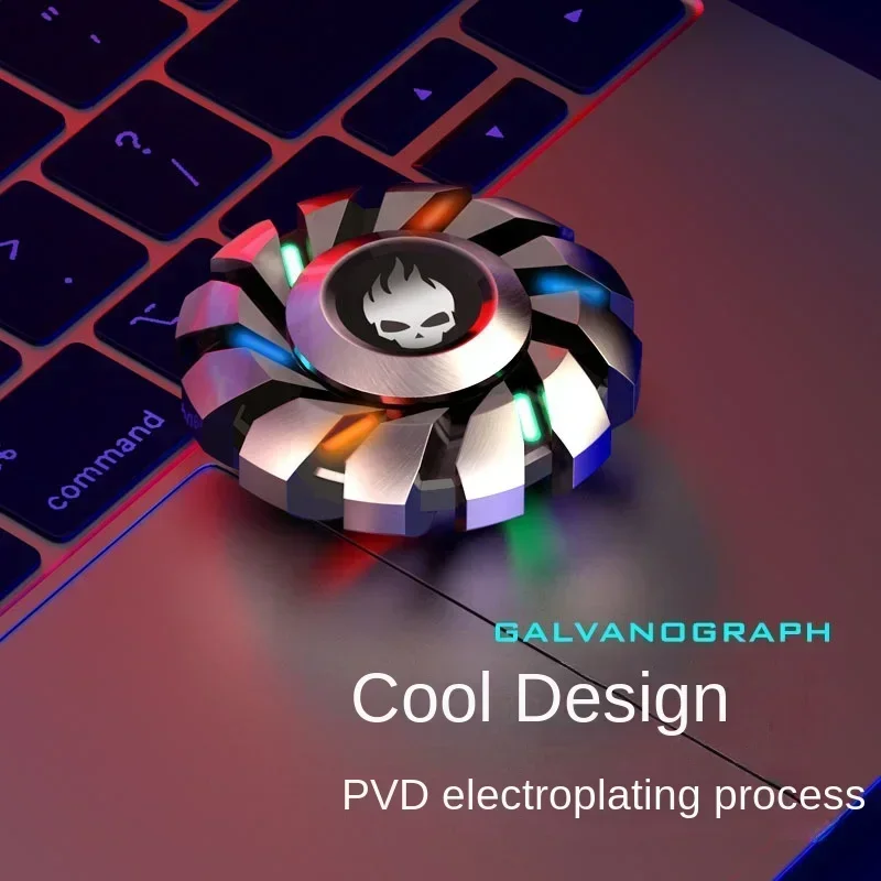 発光ミニハンドフィジェットスピナー EDC 金属こま先端ジャイロストレスリリーフおもちゃ回転不安を和らげる抗ストレスグローイング