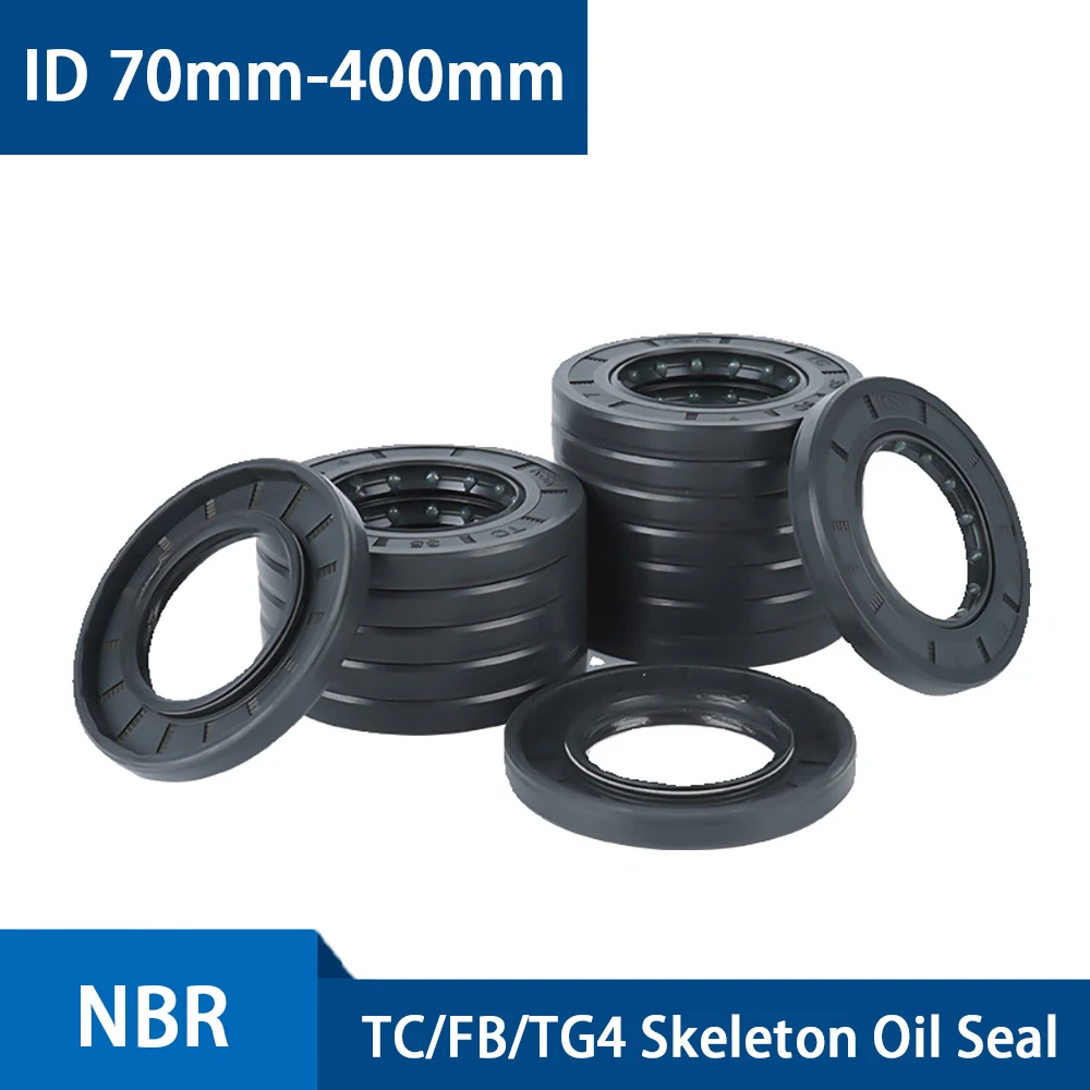 

1-5Pcs ID70mm-400mm TC/FB/TG4 NBR Oil Seal -OD90mm-440mm Height10mm-20mm Nitrile Rubber Shaft Double Lip Gasket With Spring