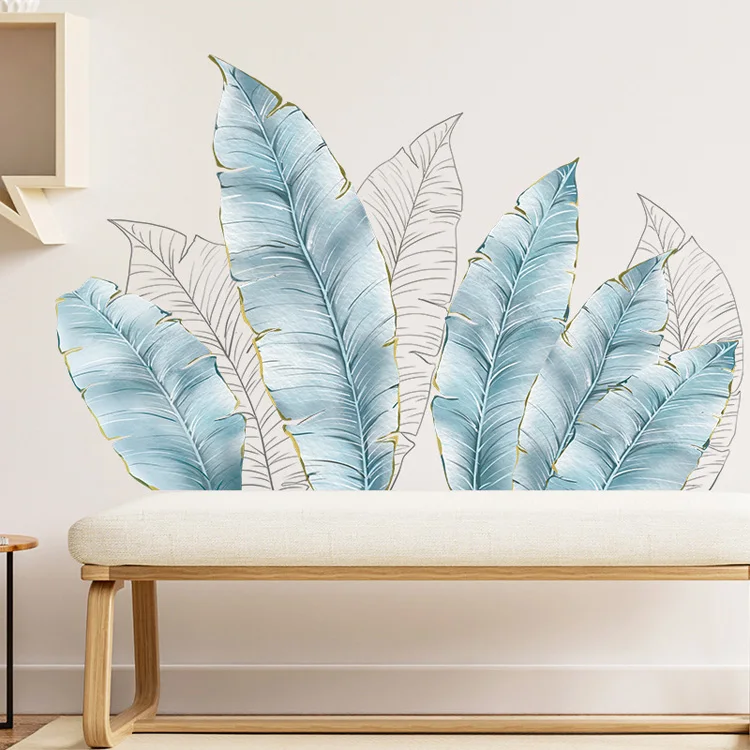 Kreative Pflanzen-Blatt-Wandaufkleber für Wohnzimmer, Sofa, Hintergrund, Heimdekoration, Wandbild, Schlafzimmer, Verschönerung, selbstklebende Tapete – Detail 6