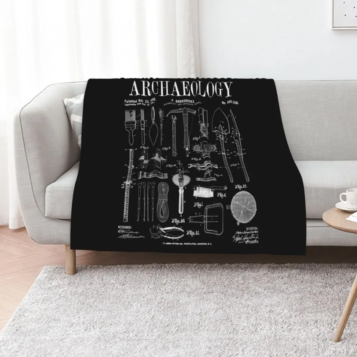 Archaeologist Archaeology Student Field Kit Vintage Patent Throw Blanket Flannel Fabric Luxury Designer Loose Blankets