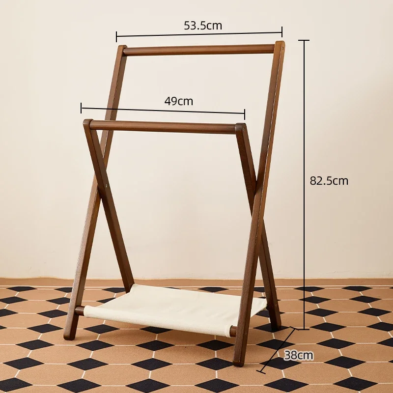 Bedside coat rack floor-to-ceiling folding small solid wood bedroom sleeping at night temporary clothes storage hanger