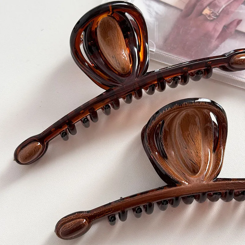 New Acrylic Hair Claw Clip Large Size Wood Color Shark Clip Hair Clamps Grab Women Hair Accessories