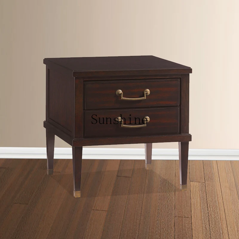 American modern simple living room sofa side table light luxury solid wood two-pump bedroom bedside cabinet