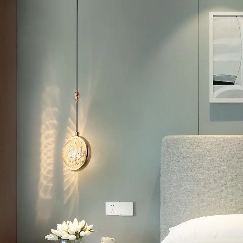 

Modern simple bedroom lamp bedside small chandelier ins creative personalityNordic light luxury living room background wall lamp