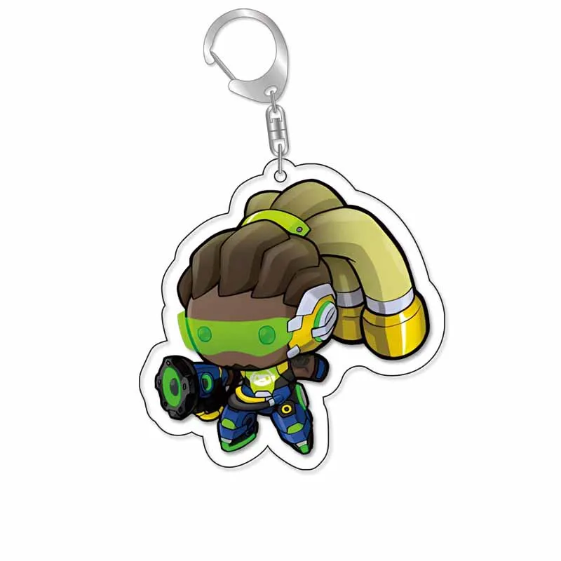 6CM Acrylic Cartoon Anime Pendant Keychains Holder Car Key Chain Key Ring Phone Bag Hanging Jewelry Gifts Accessories Overwatch