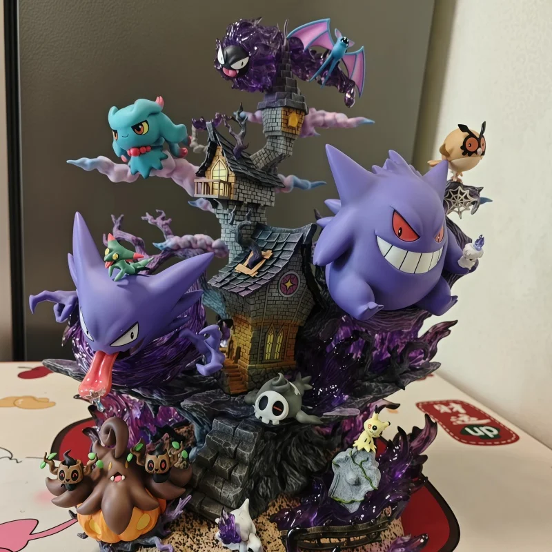 

Pet Pok é Mon Egg Ghost Family Bucket Geng Ghost Evolution Group Handmade Statues Viewing Models Desktop Ornaments Surrounding