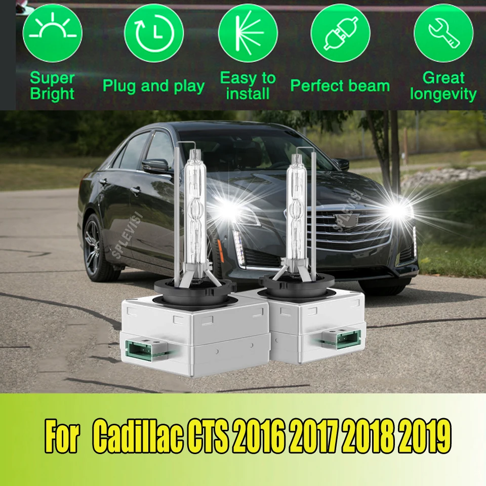 

35W HID Bulbs Xenon White 6000K Headlight 4500LM Xenon Lamps Car Lights Plug And Play For Cadillac CTS 2016 2017 2018 2019