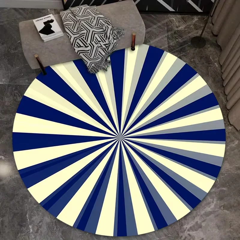 Vibrant Tie Dye Swirl Round Area Rug Hippie Boho Spiral Floor Carpet Soft Non-Slip Circle Rug for Living Room Bedroom