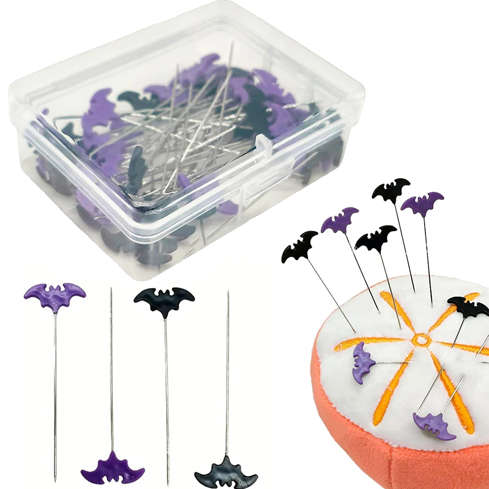 50/100pcs Dressmaking Pins Embroidery Patchwork Pins Accessories Halloween Bat Sewing Needle DIY Sewing Tools Decoration