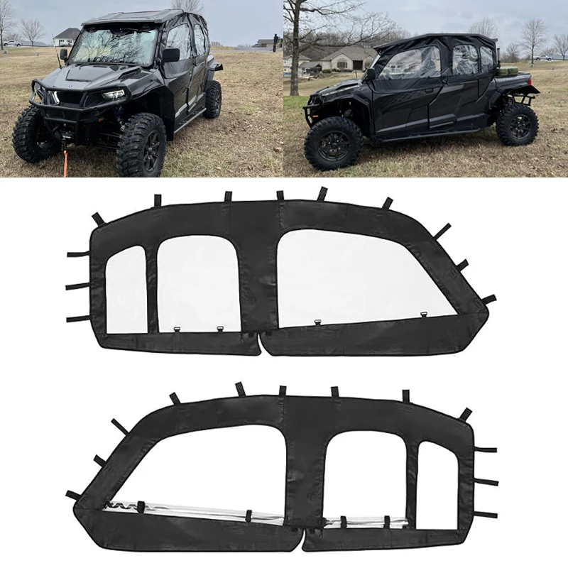 UTV Soft Upper Doors Cab Enclosure for Polaris General 1000 4‑Seat 2018‑2025 Windproof Soft Side Door Kit