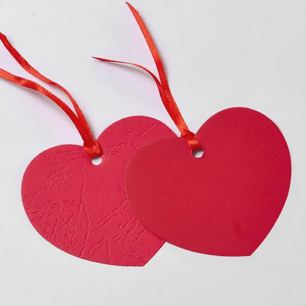50pcs DIY Mini Message Card Hang Solid Color Hanging Tag Holiday Wishes Love Heart Shaped Greeting Card Wish Wall