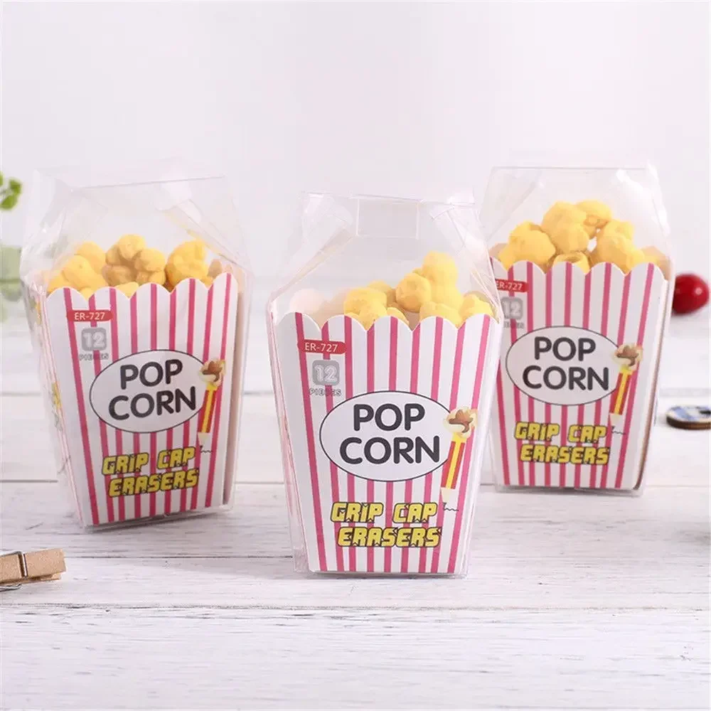 12pcs/box Cute Popcorn Shape Erasers Cute Stationery Pencil Rubbers Eraser Wipe Clean Without Leaving Marks Korean Stationery JL image 3