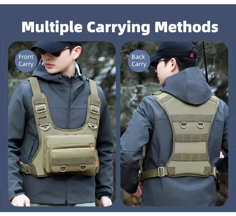 Outdoor-Sportweste mit Rucksackfunktion, taktische Brust- und Hüfttasche, Umhängetasche für Camping, Laufen, Radfahren, Motorradfahren und Workouts – Detail 5
