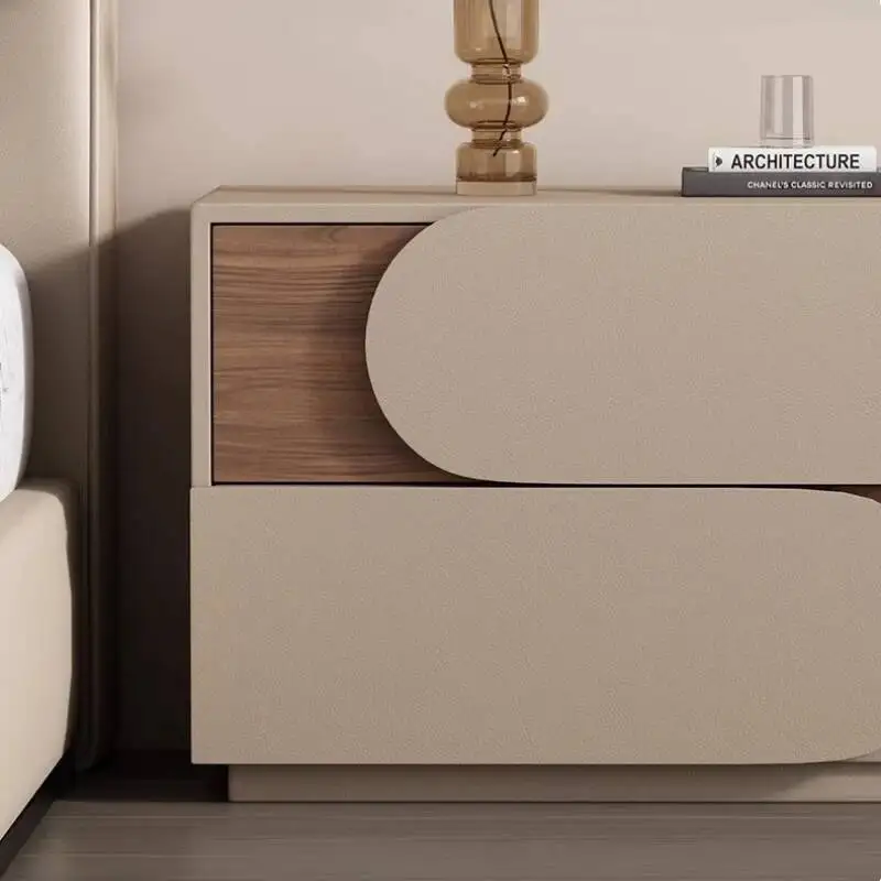 Mobili in stile crema minimalista leggero comodino di lusso camera da letto cassetti moderni comodino portaoggetti laterale salvaspazio