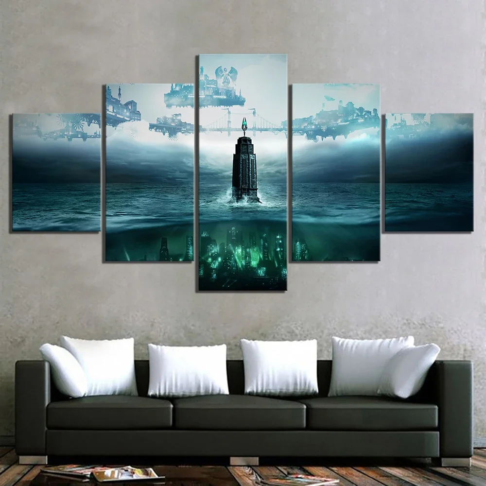 No Framed 5 Pcs BioShock The Collection Video Game Paintings HD Prints Posters Wall Art Canvas Pictures Living Room Home Decor