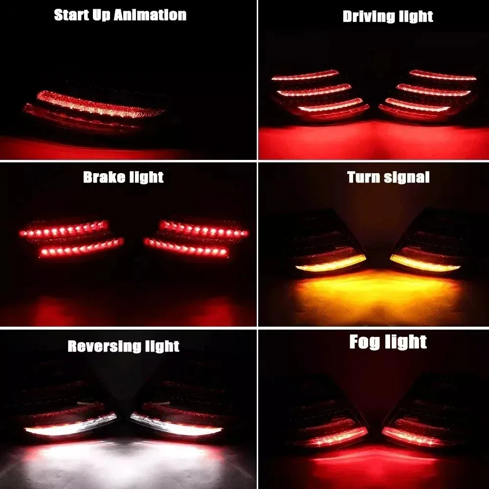 For  Mercedes Benz W204 C class 2008-2014 LED Smoked Tail Lights Brake Lamp Pair 2049060603 2049060604 2049060703 2049060704