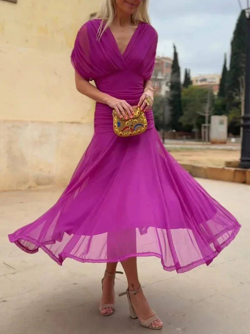 1 2026 Europäisch-Amerikanisches Frühling-Sommer Neues Netz-Print-Trägerkleid Ins Urlaub Party Maxikleid – Detail 32