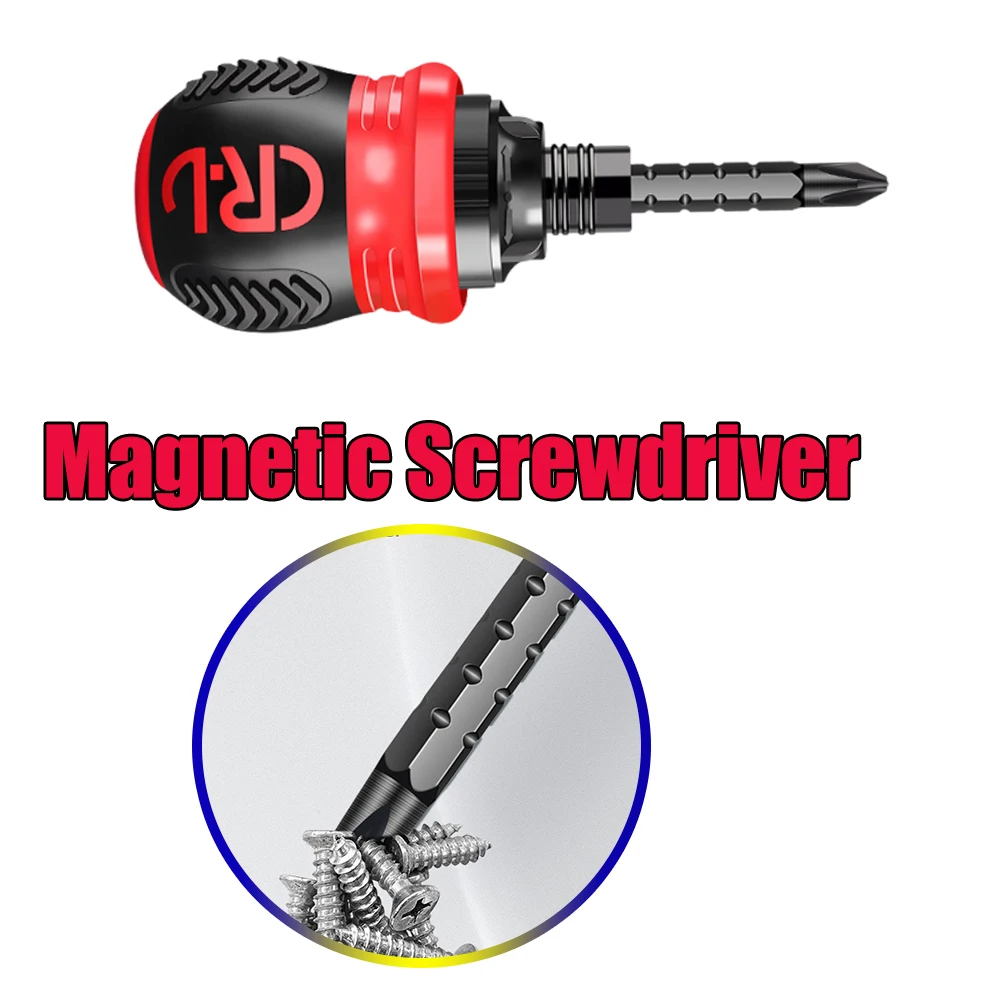 

Magnetic Ratchet Screwdriver Set Short Stubby Dual Head Multi Bit Compact Hand Tool Kit Cr-V Precision Repair Bits Screwdriver