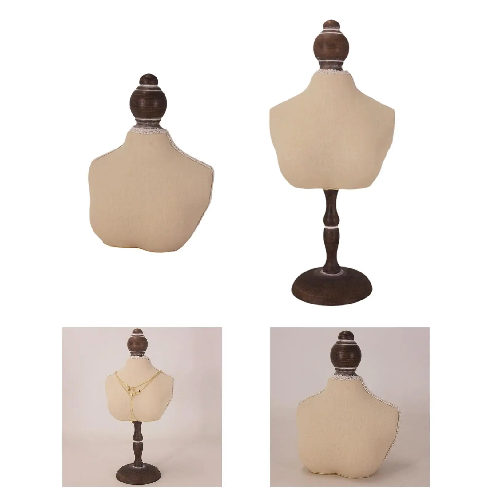 

Стеллаж для демонстрации ювелирных изделий-манекенов, универсальный органайзер для делового использования, держатель для ожерелья из дерева и ткани, подвеска, мольберт, стабильное основание