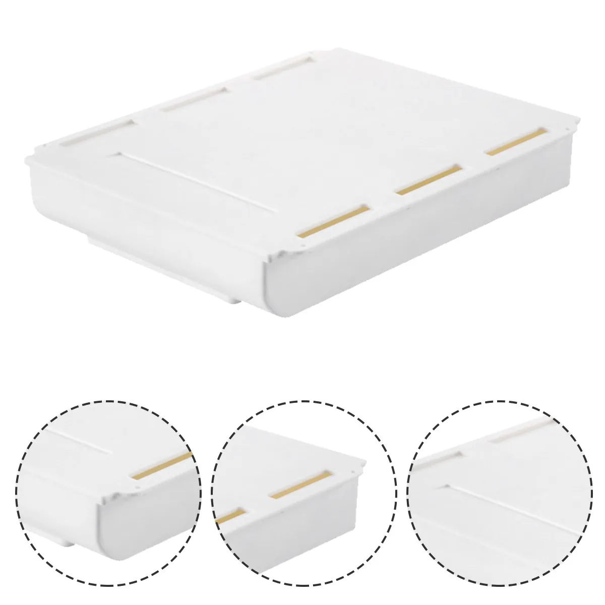 Under Desk Drawer Tray Hidden Desktop Organizer Self Adhesive Premium Plastic Storage Box for Pencils Erasers Tools Jewelry