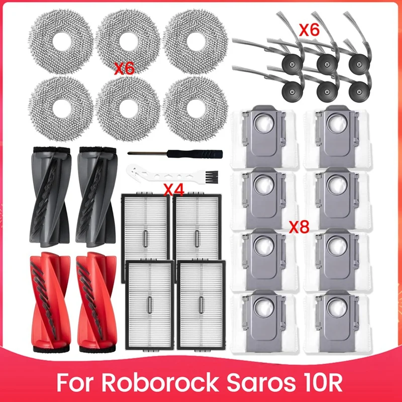 

Replacement Kit Accessories For Roborock Saros 10R Robot Vacuum Cleaner Parts Main Side Brush HEPA Filter Mop Bags