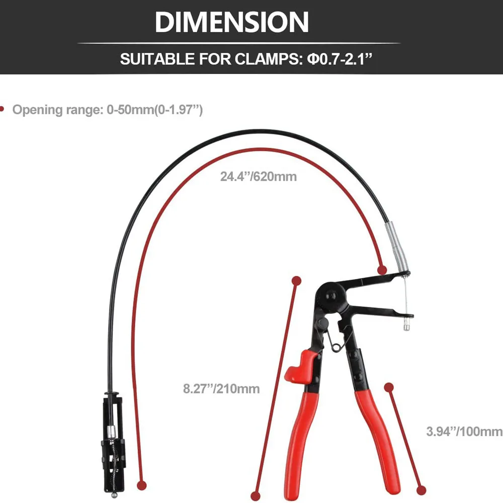 Flexible Wire Long Reach Hose Clamp Pliers Car Repair Tools Removal Hand Tools Metal for Automotive Radiator Fuel Water