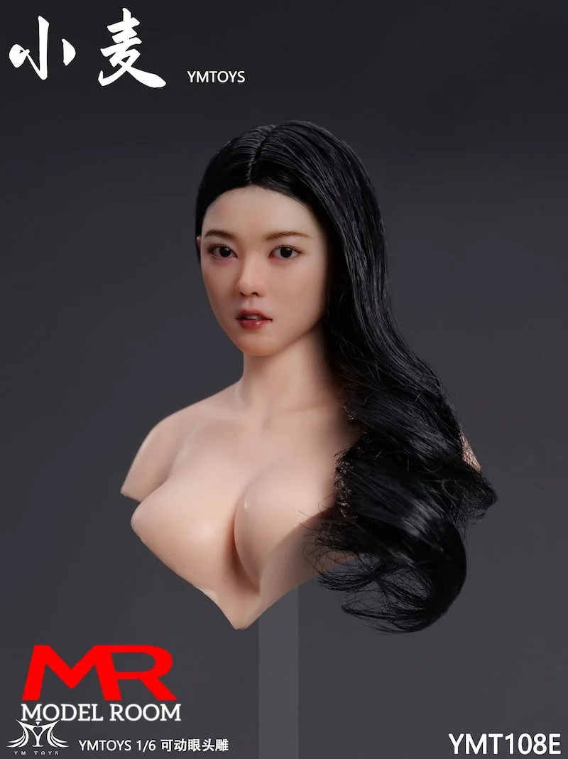YMTOYS YMT108 Figurka Asiatki w Skali 1/6 z Ruchomymi Oczami, Model Rzeźby Głowy Pasujący do Figurki Akcji 12'' TBL JIAOU ANT YM Soldier