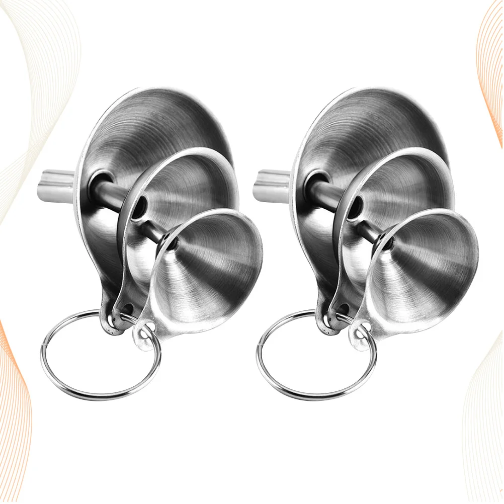 

2Set Stainless Steel Funnels Large Middle Small Sizes Rust Proof for Home Kitchen Oil Spice Transfer Easy Hanging Ring