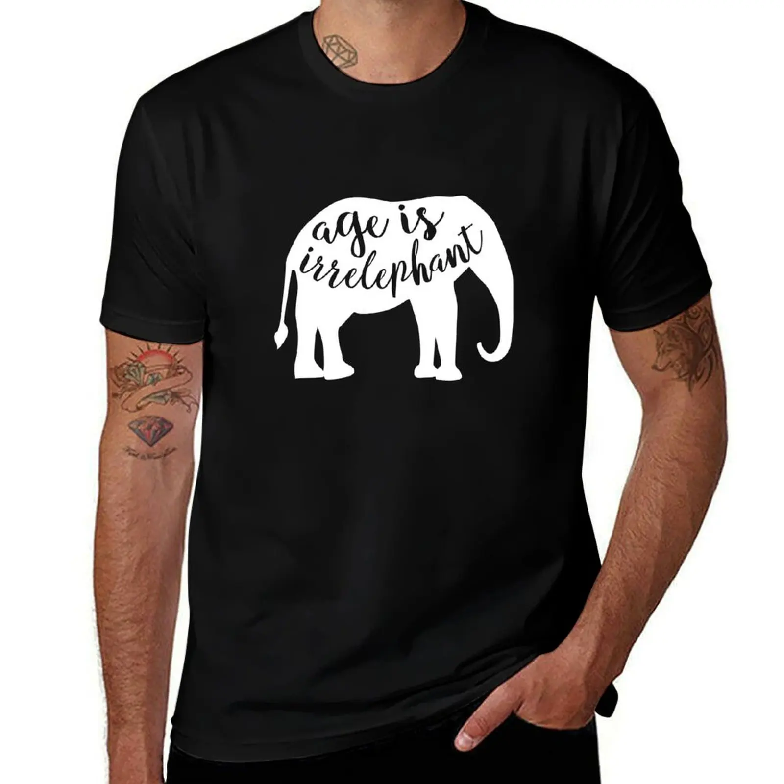 Age Is Irrelephant Elephant T-Shirt Work Wear Simple Tee Shirt